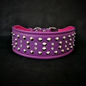 "Crystal" 2.8 inch wide soft leather collar