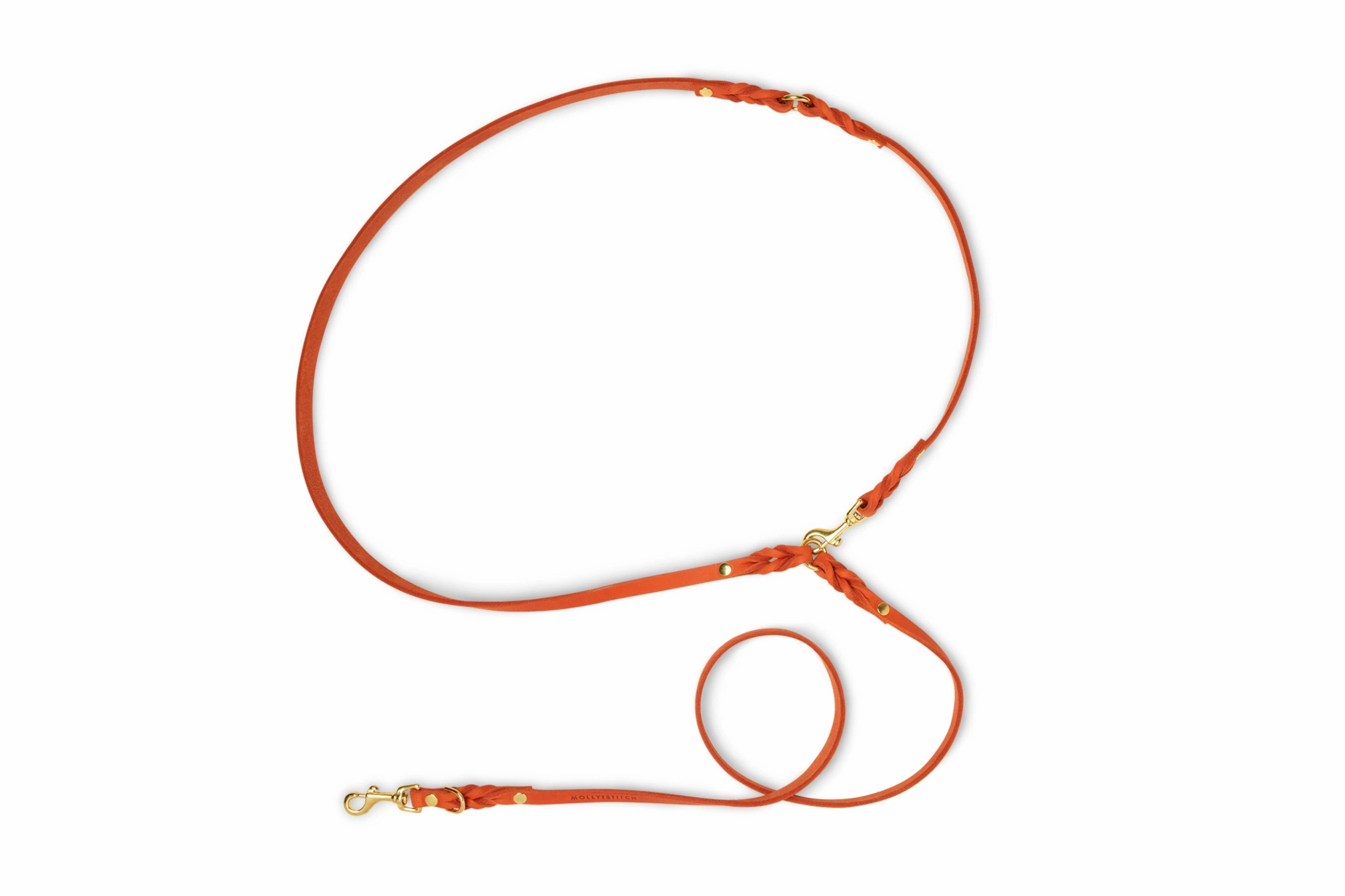 Butter Leather 3x Adjustable Dog Leash - Mango