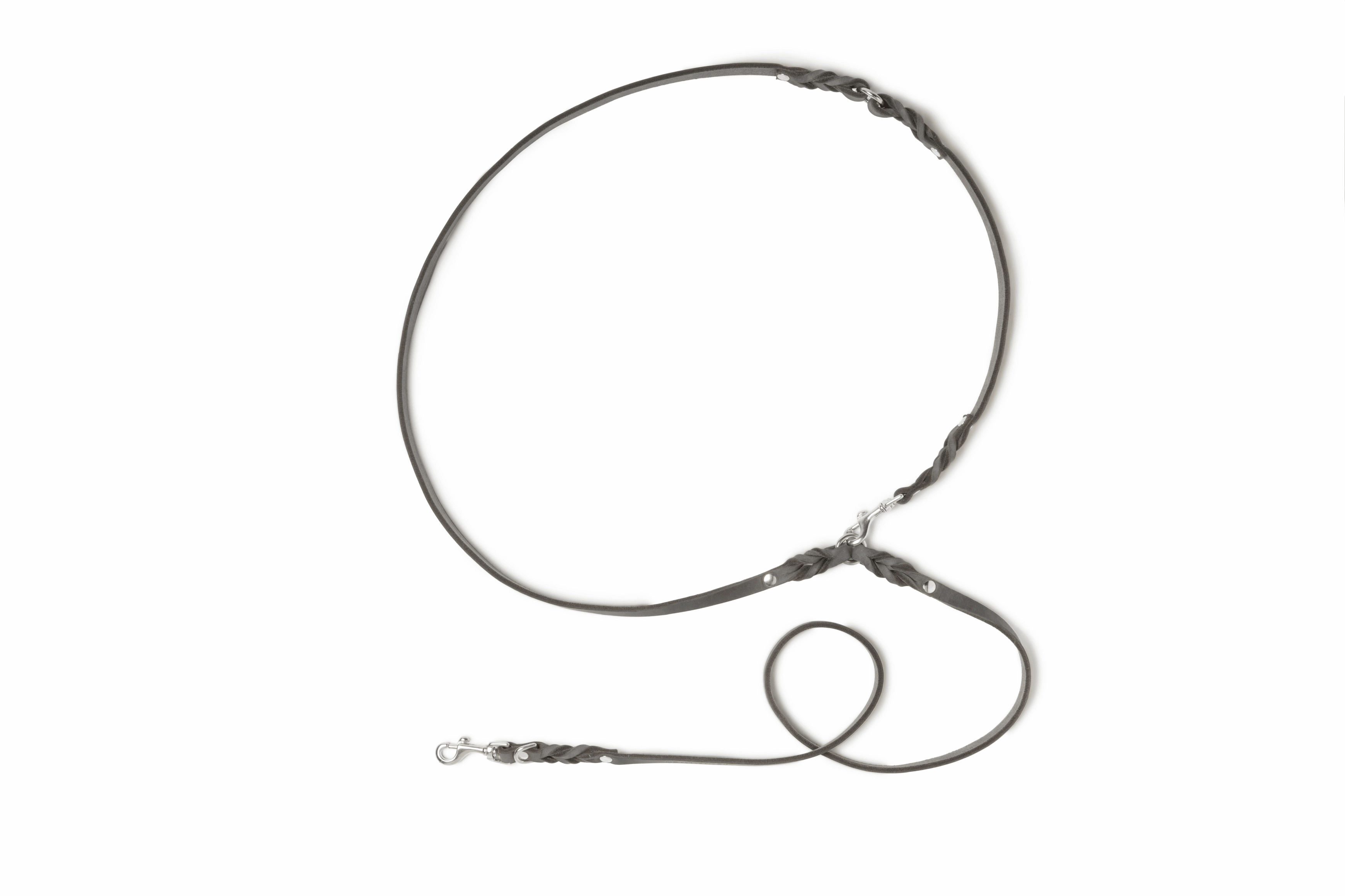 Butter Leather 3x Adjustable Dog Leash - Timeless Grey