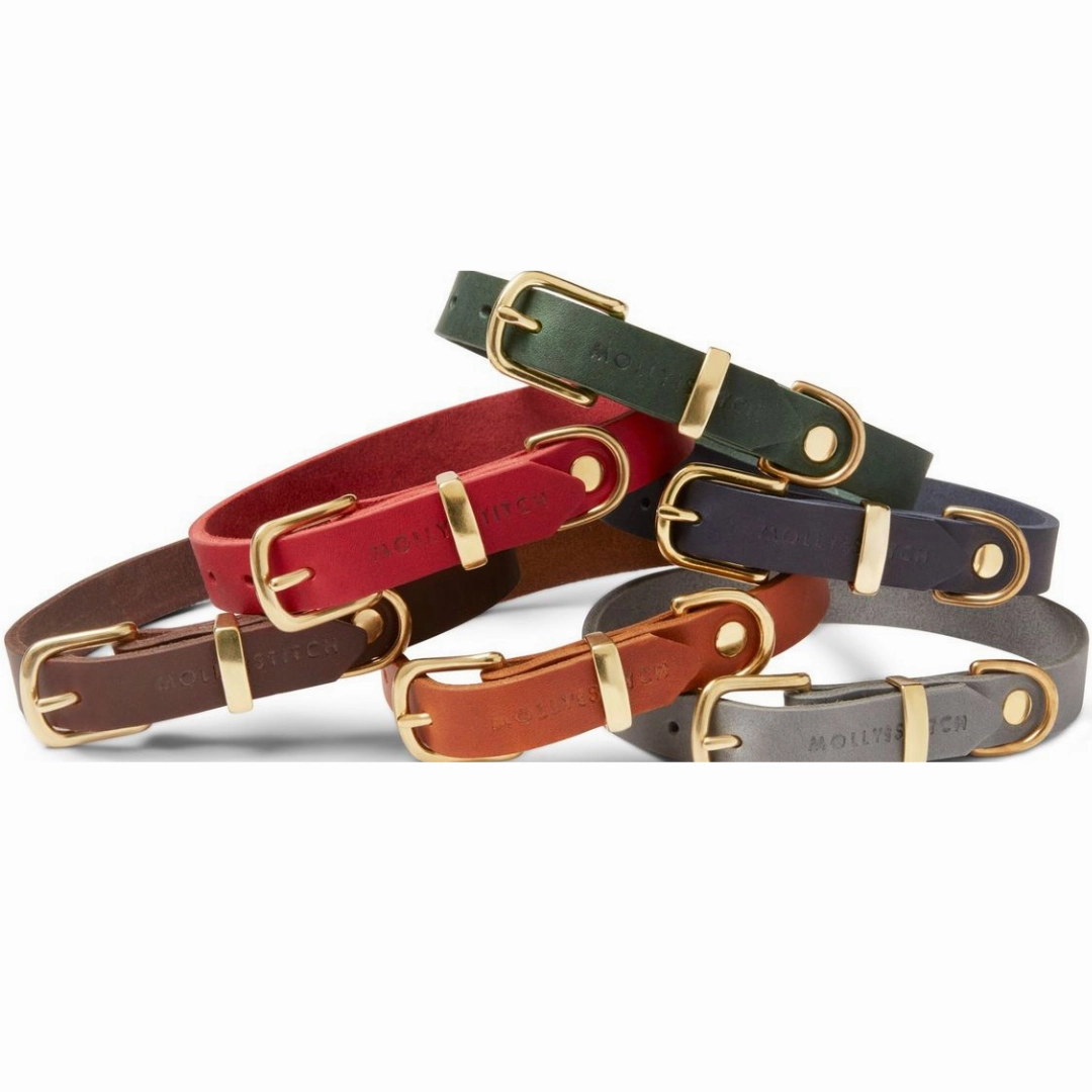 Butter Leather Dog Collar - Navy Blue