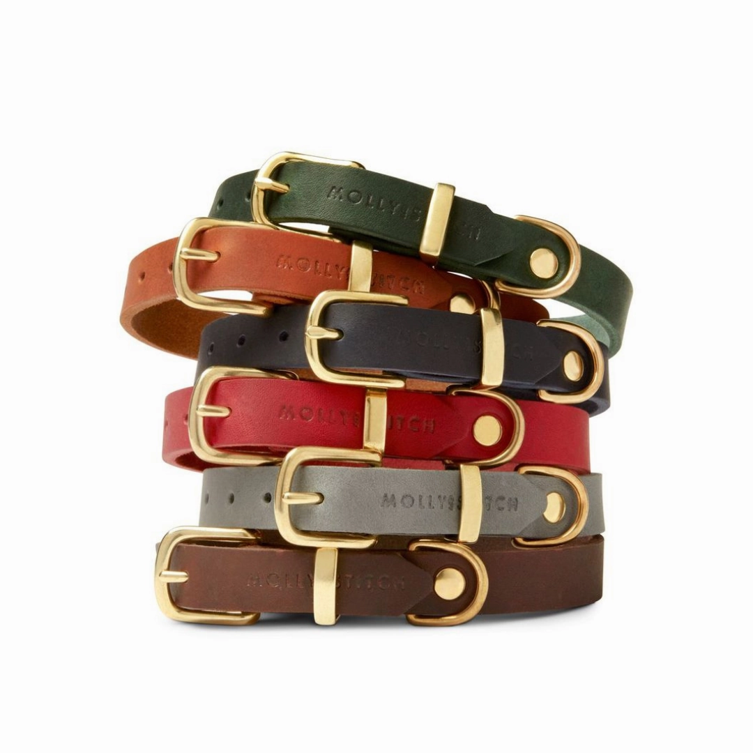 Butter Leather Dog Collar - Navy Blue