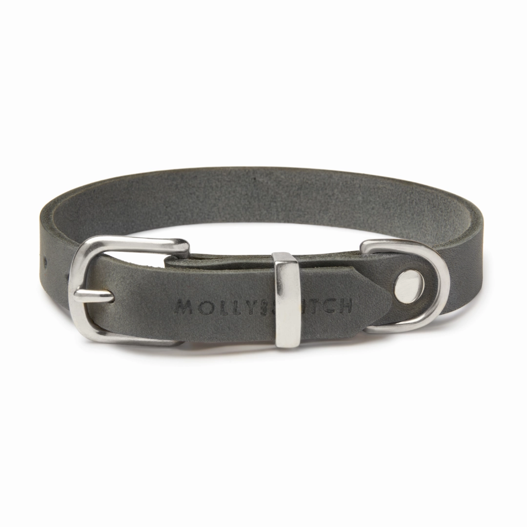Butter Leather Dog Collar - Timeless Grey