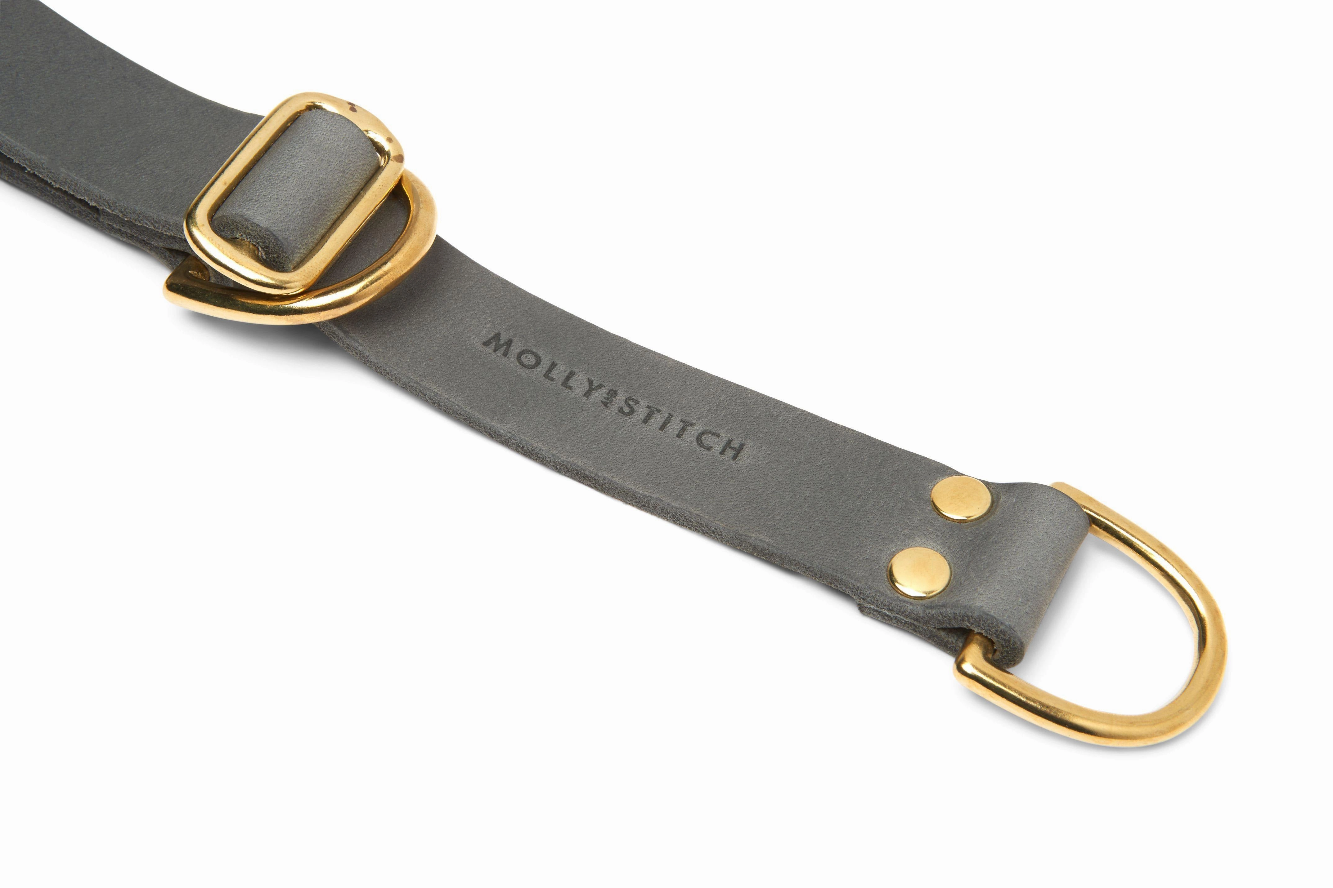 Butter Leather Retriever Dog Collar - Timeless Grey