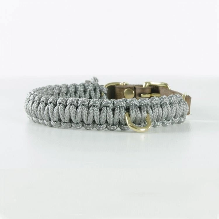Touch of Leather Dog Collar - Grey