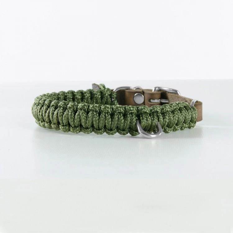 Touch of Leather Dog Collar - Military