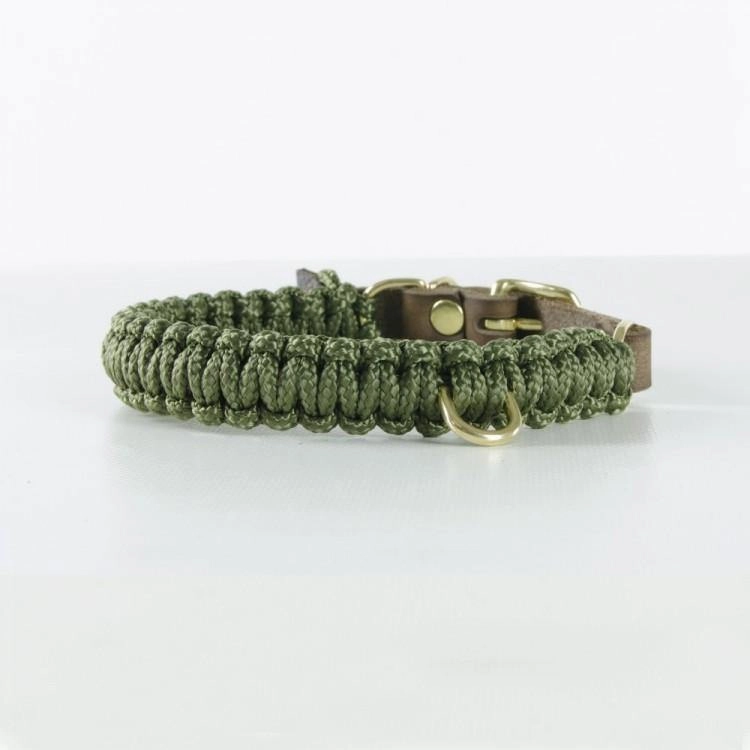 Touch of Leather Dog Collar - Military