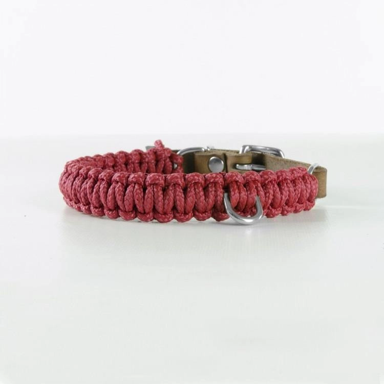 Touch of Leather Dog Collar - Redwine