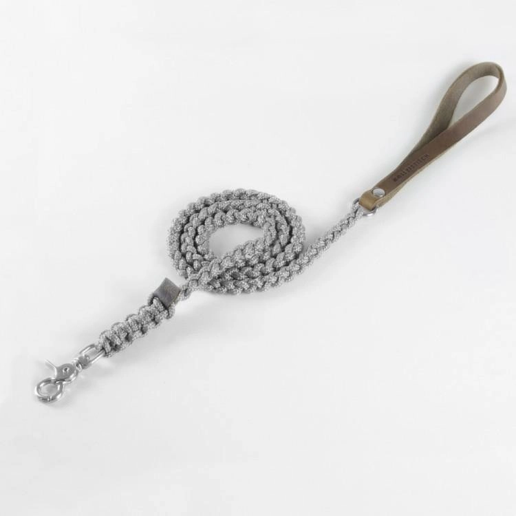 Touch of Leather Dog Leash - Grey