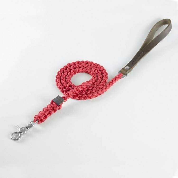 Touch of Leather Dog Leash - Lipstick