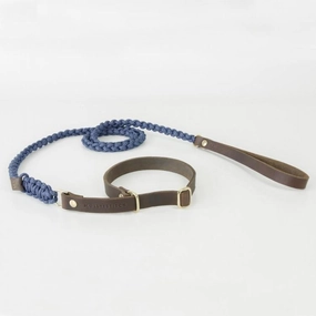 Touch of Leather Retriever Dog Leash - Navy